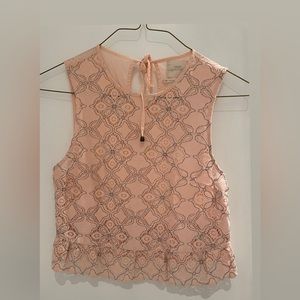 Urban Outfitters | pink lace peplum crop top